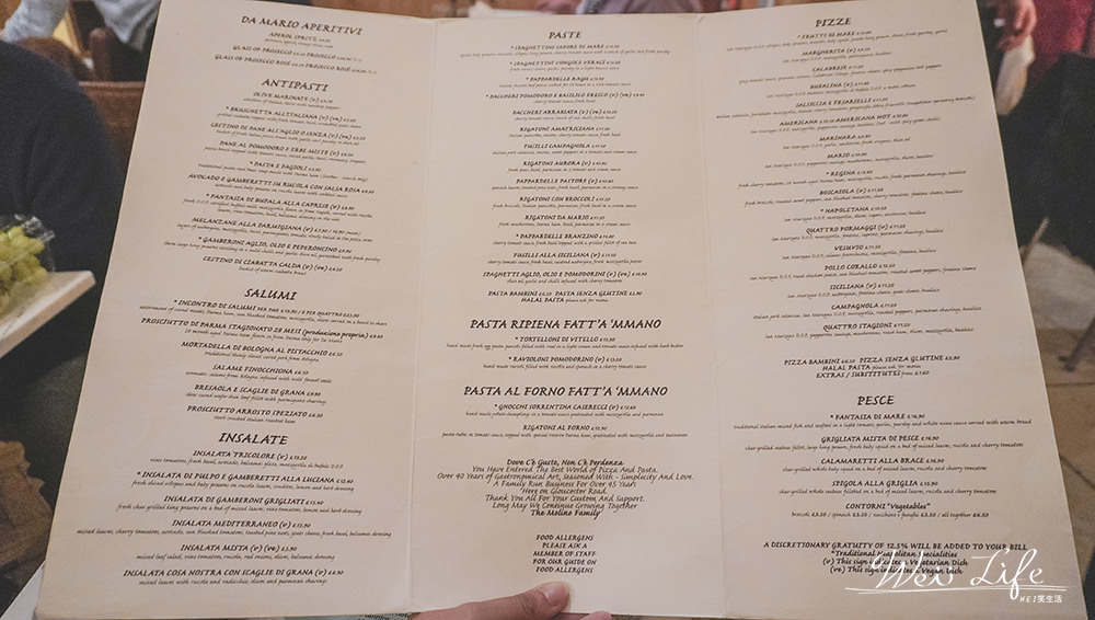 英國美食推薦Da Mario倫敦旅遊必吃，黛安娜王妃最愛的義大利料理餐廳