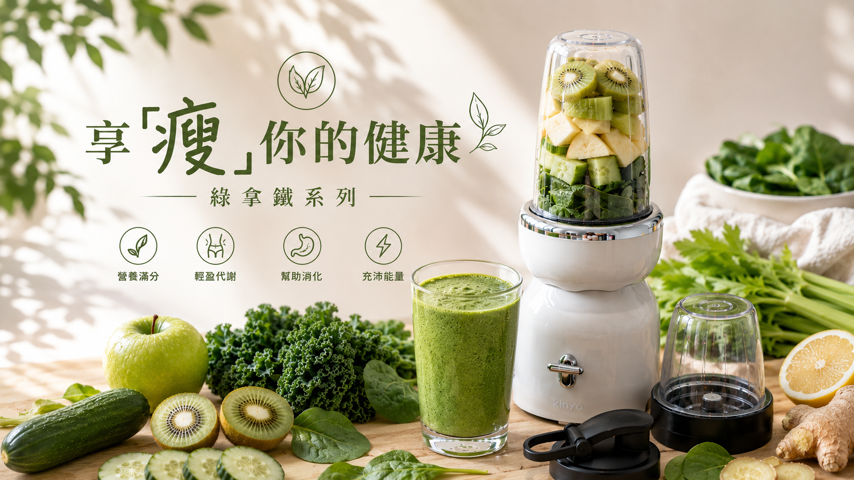 不是為了節食,而是讓每天多一點營養。以前總覺得綠拿鐵是健身的人在喝,真正開始接觸後才發現,它其實只是把每天該吃的蔬菜、水果、全穀和好油脂,用更方便的方式補充。尤其成為二寶媽媽後,每天最缺的不是時間,而是照顧自己的時間。早餐來不及準備、午餐隨便吃、蔬菜常常吃不夠,所以我開始養成每天打一杯健康飲的習慣,希望讓自己每天都能多